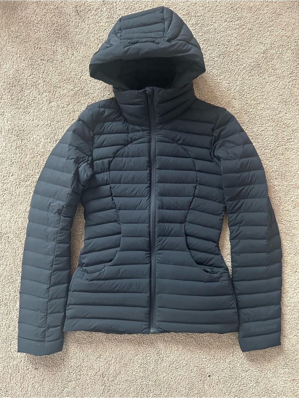 Womens Lululemon Black Hooded Packable Puffer Jacket